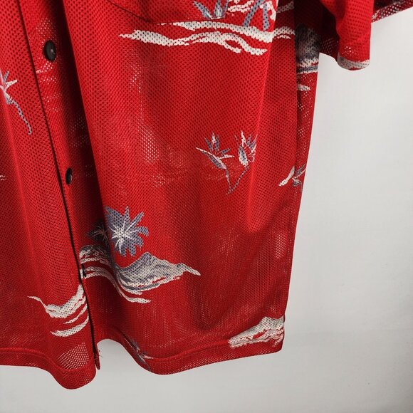 Quiksilver Shirt Mens Large Red Multi Vintage Netted Lightweight S/S USA - Picture 4 of 8